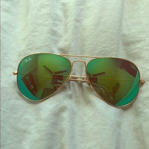 Rayban Aviators with Blue Green Lens